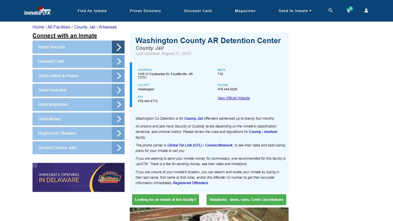 Washington County AR Detention Center - Inmate Locator - Fayetteville, AR